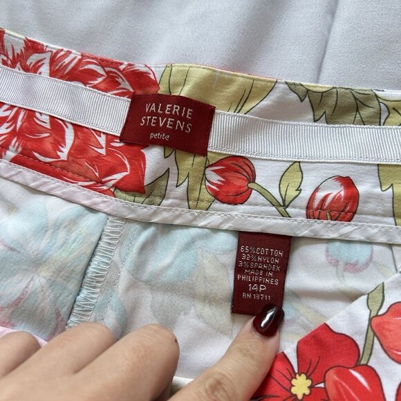 Valerie Stevens Womens 14P Floral Floral Red Yellow Pants Office Spring Summer - Picture 4 of 6